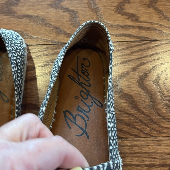 Brighton Black tan Rattan canvas Espadrilles fabric upper leather insole slip on - Picture 5 of 11